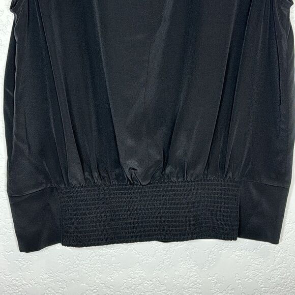 NWT FRAME Mock-Neck Sleeveless Party Top Medium Black Silk - Picture 7 of 14